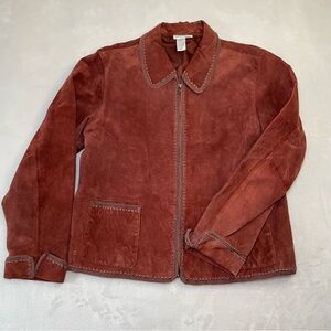 Coldwater Creek Suede Leather Jacket Women’s Sz PL Rusty Red Brown Western Boho